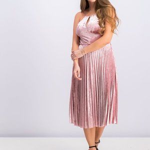 Avec Les Filles Pleated Velvet Dress